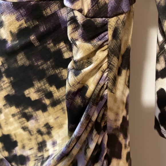 Lauren Ralph Lauren animal Print 3/4 Sleeve Ruched Faux Wrap Dress Size 4 - Picture 5 of 7